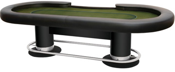 Final table for poker tournaments with raised rail and built-in cameras