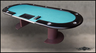 Used Poker Tables for sale - Bellagio Style Poker Table with Wood Base