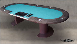 Used Poker Tables for sale - Bellagio Style Poker Table with Wood Base