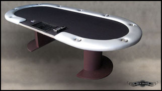 Used Poker Tables for sale - Bellagio Style Poker Table with Wood Base